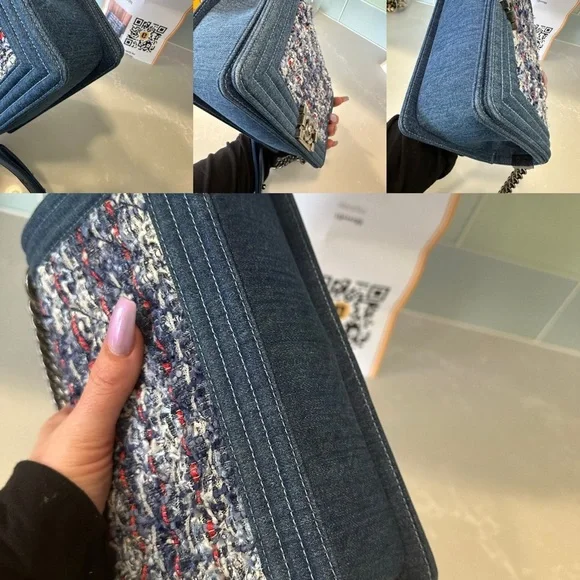 Chanel Boy Bag Blue Denim Tweed Limited Edition - Picture 14 of 16